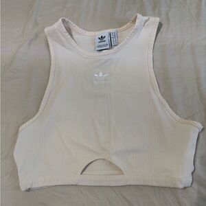 Adidas Cream Ribbed Tank Top